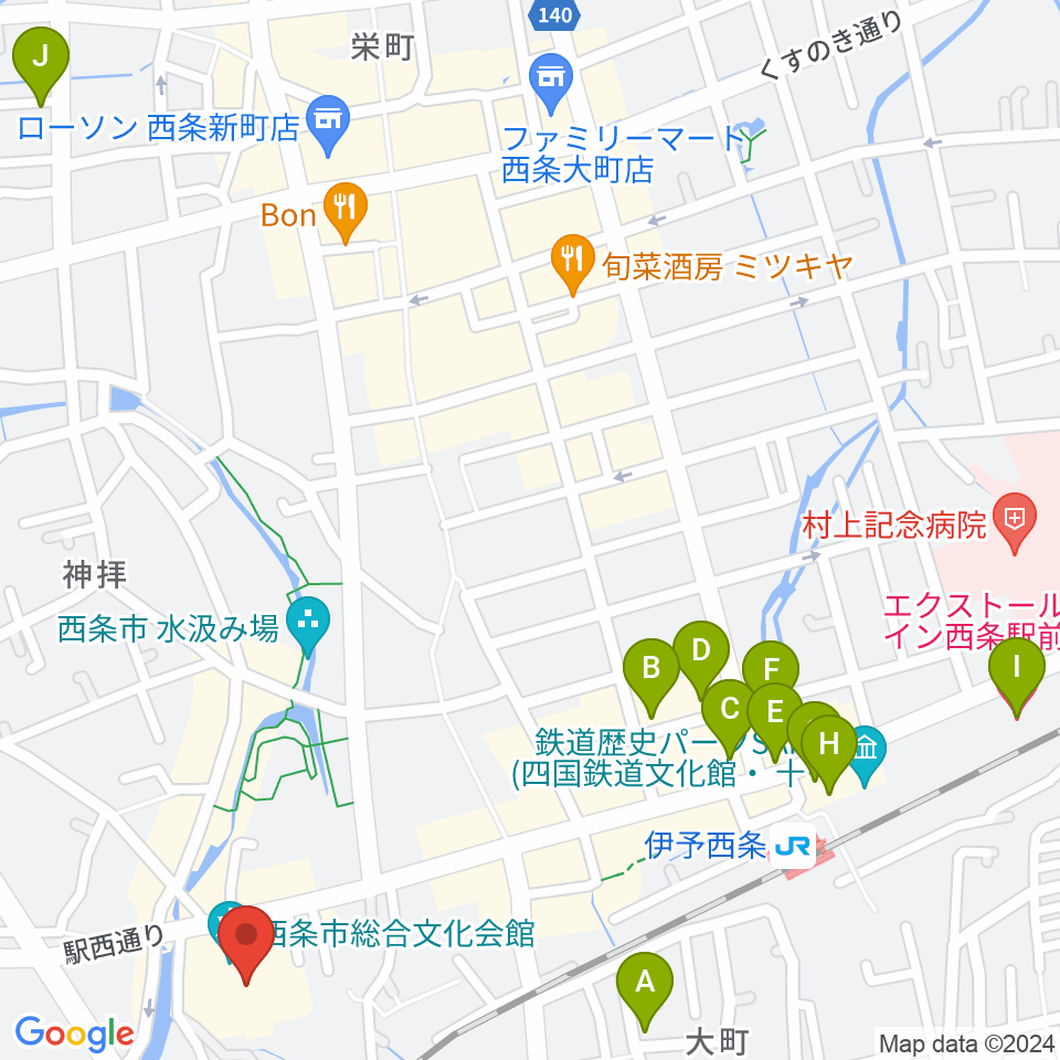 西条市総合文化会館周辺のホテル一覧地図