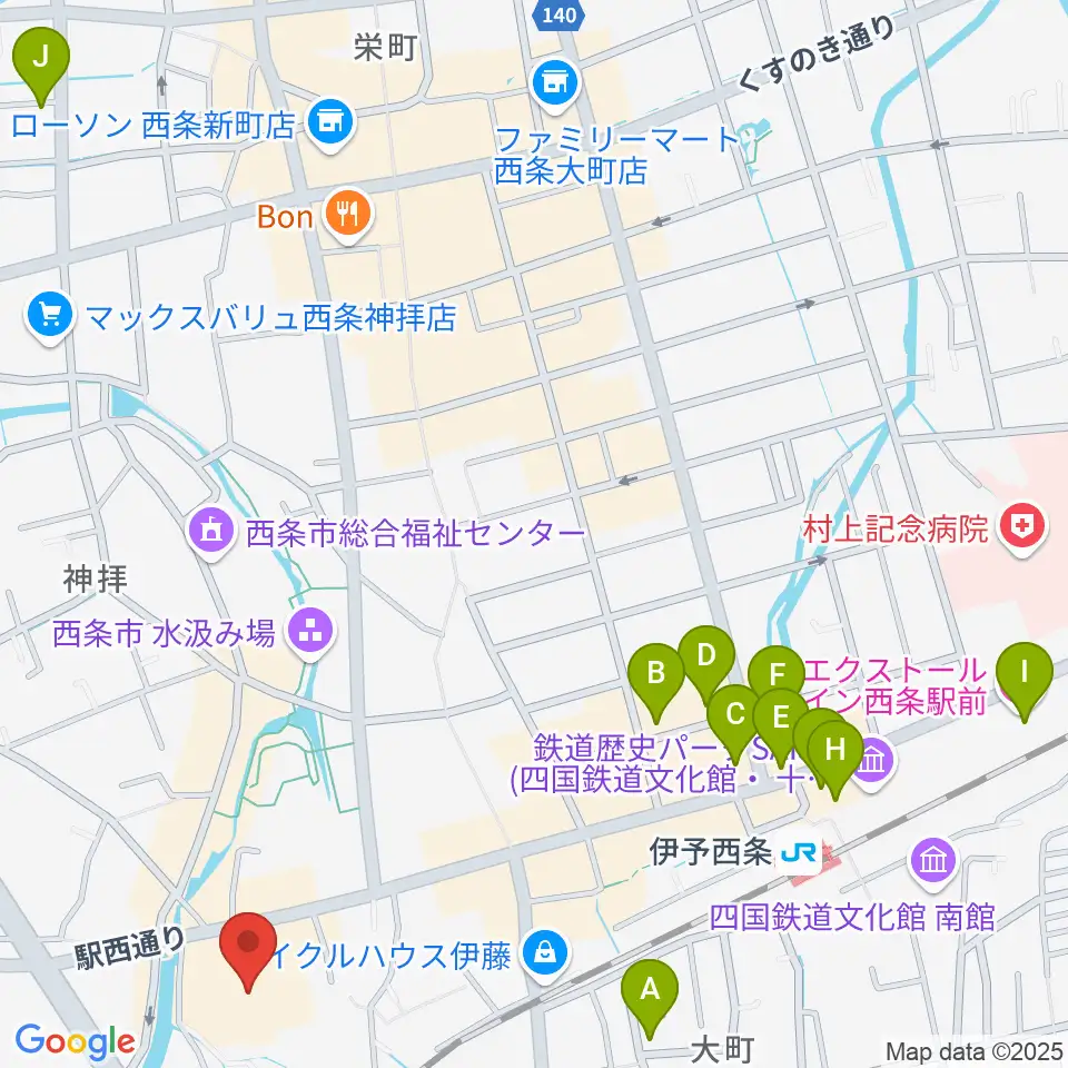 西条市総合文化会館周辺のホテル一覧地図