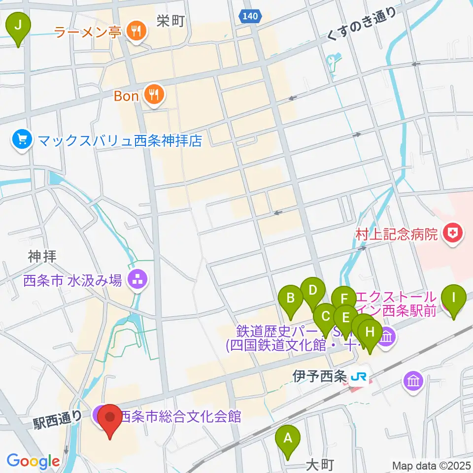 西条市総合文化会館周辺のホテル一覧地図