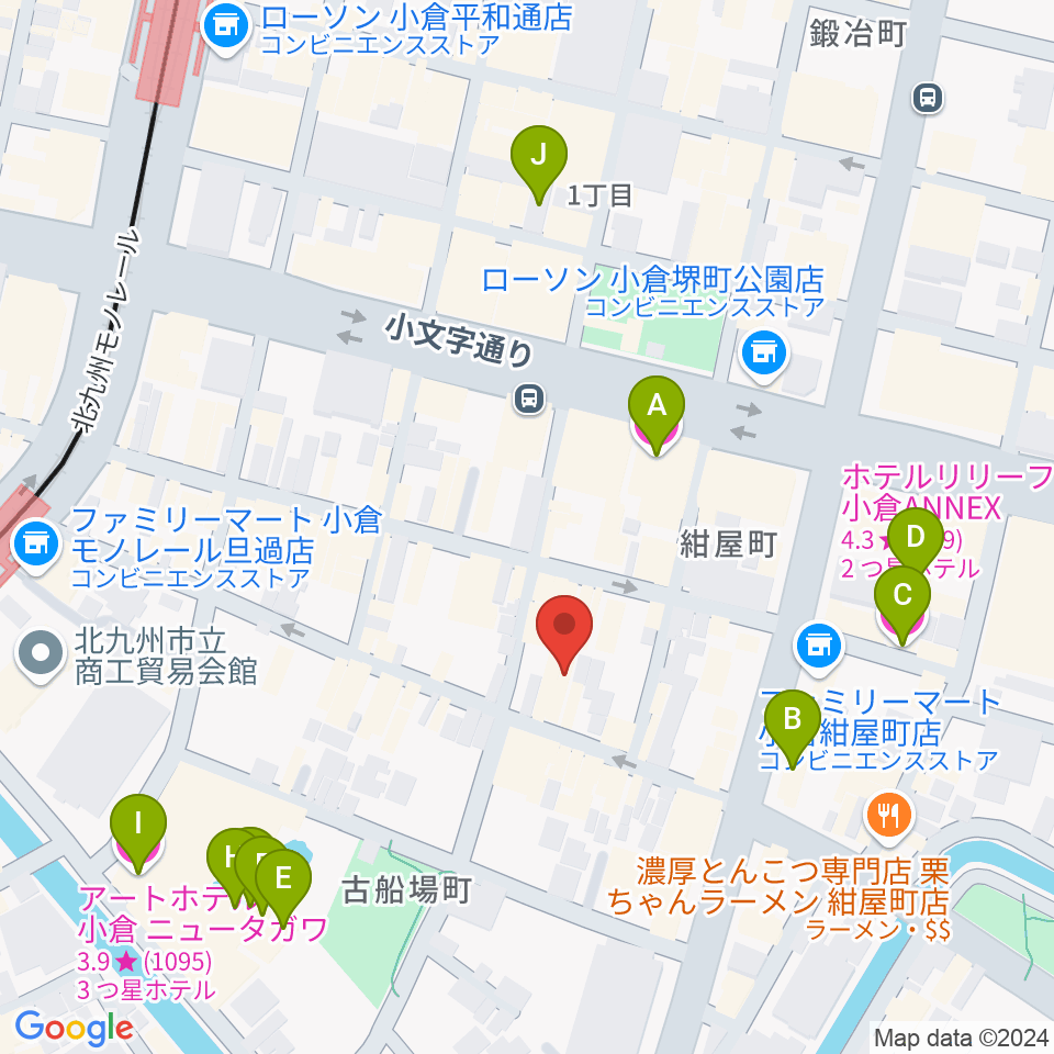 小倉UN kokura周辺のホテル一覧地図