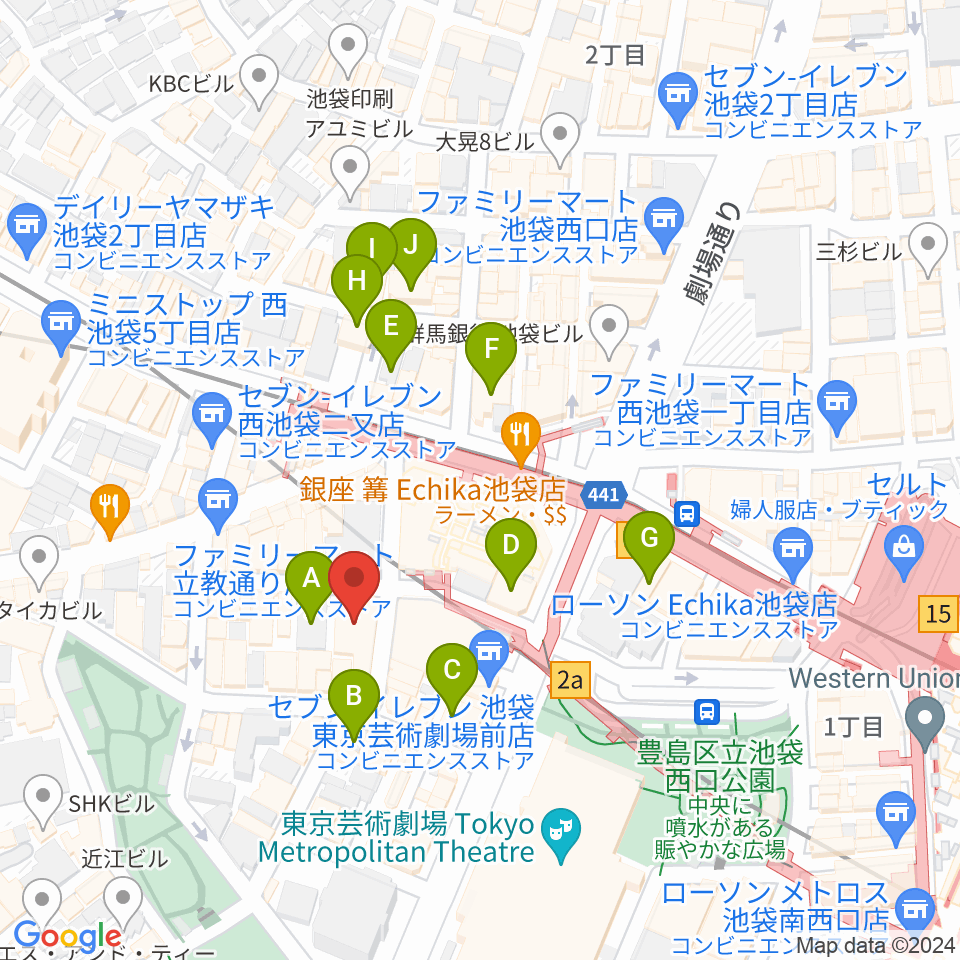 BASS ON TOP 池袋西口店周辺のホテル一覧地図