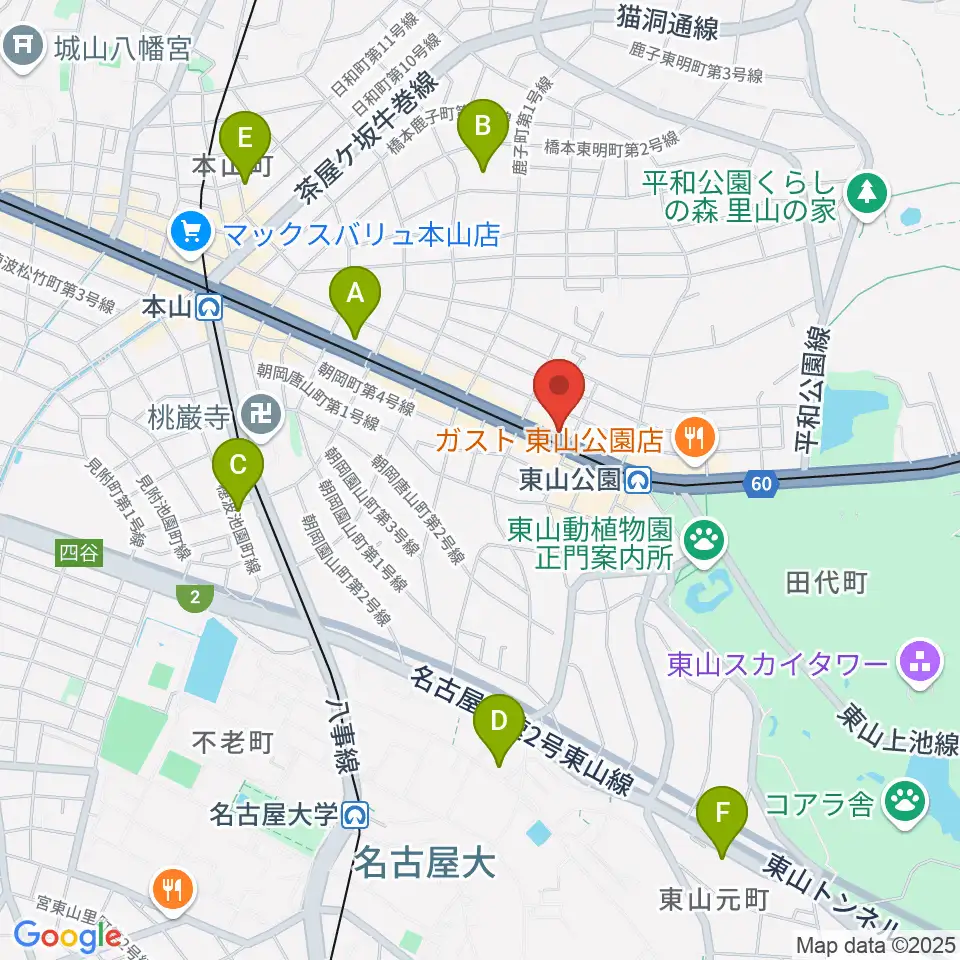 日響楽器 防音プロショップ東山周辺のホテル一覧地図