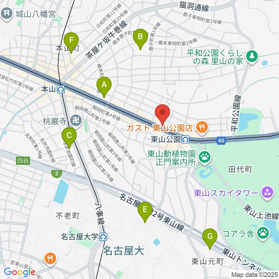 日響楽器 防音プロショップ東山周辺のホテル一覧地図