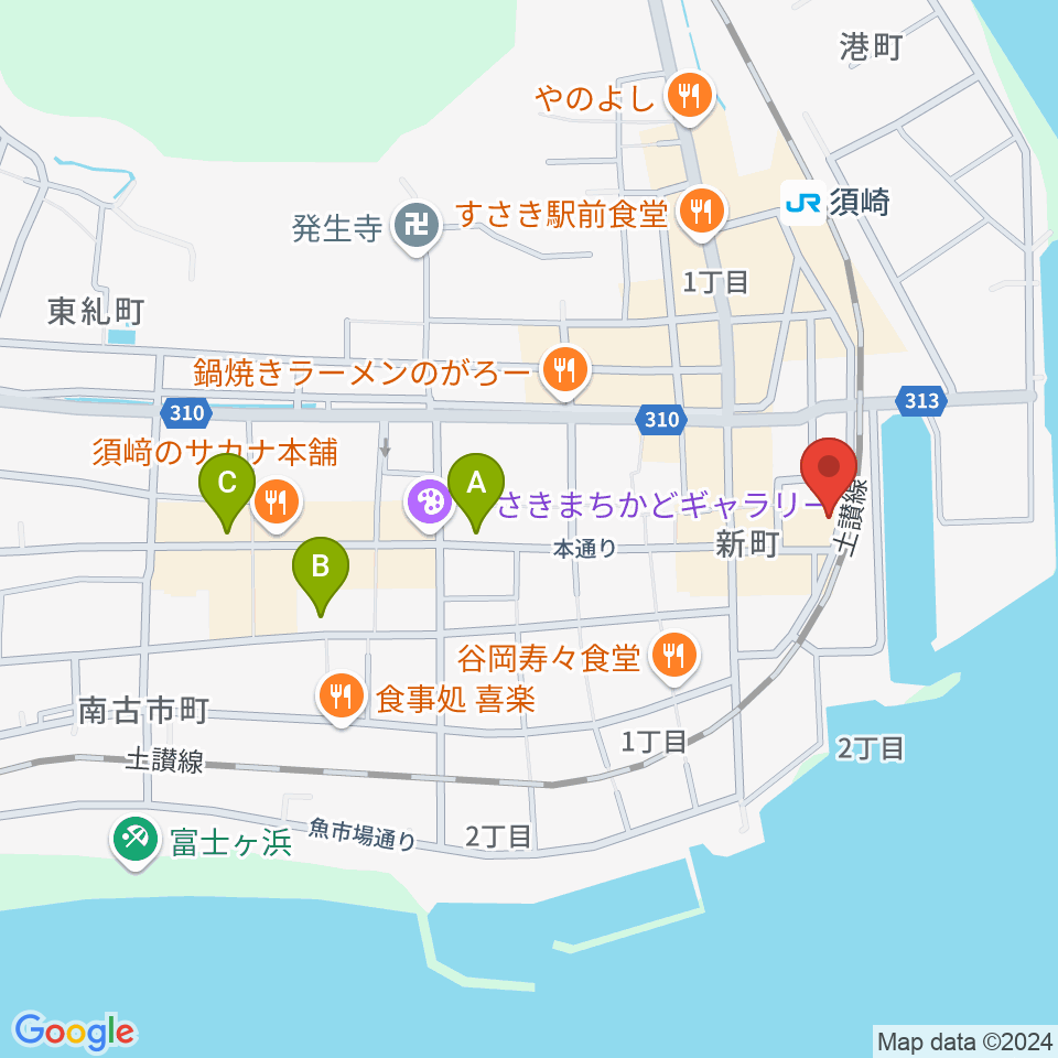 須崎市立市民文化会館周辺のホテル一覧地図