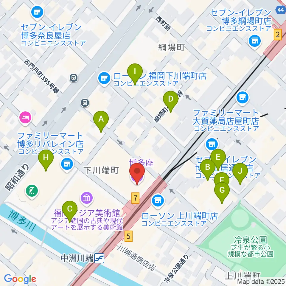 博多座周辺のホテル一覧地図