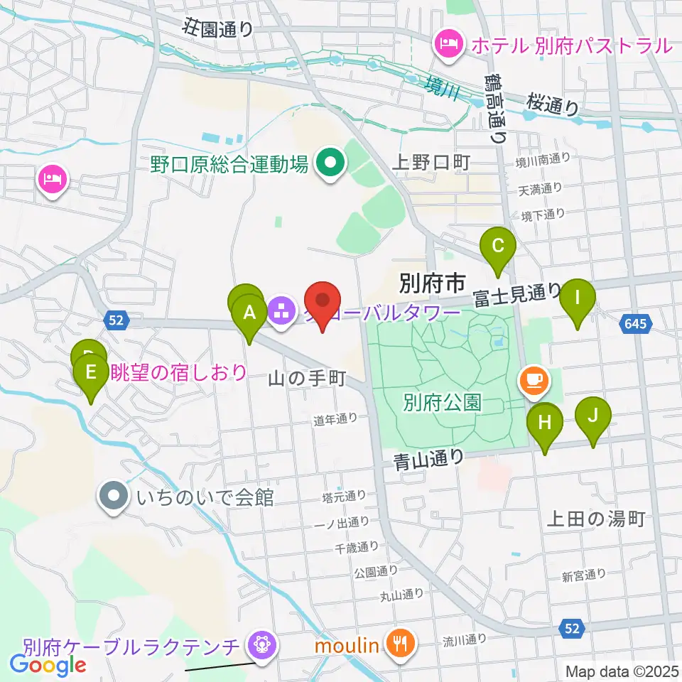 別府ビーコンプラザ・フィルハーモニアホール周辺のホテル一覧地図