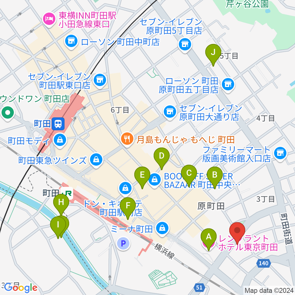 町田アイビー周辺のホテル一覧地図