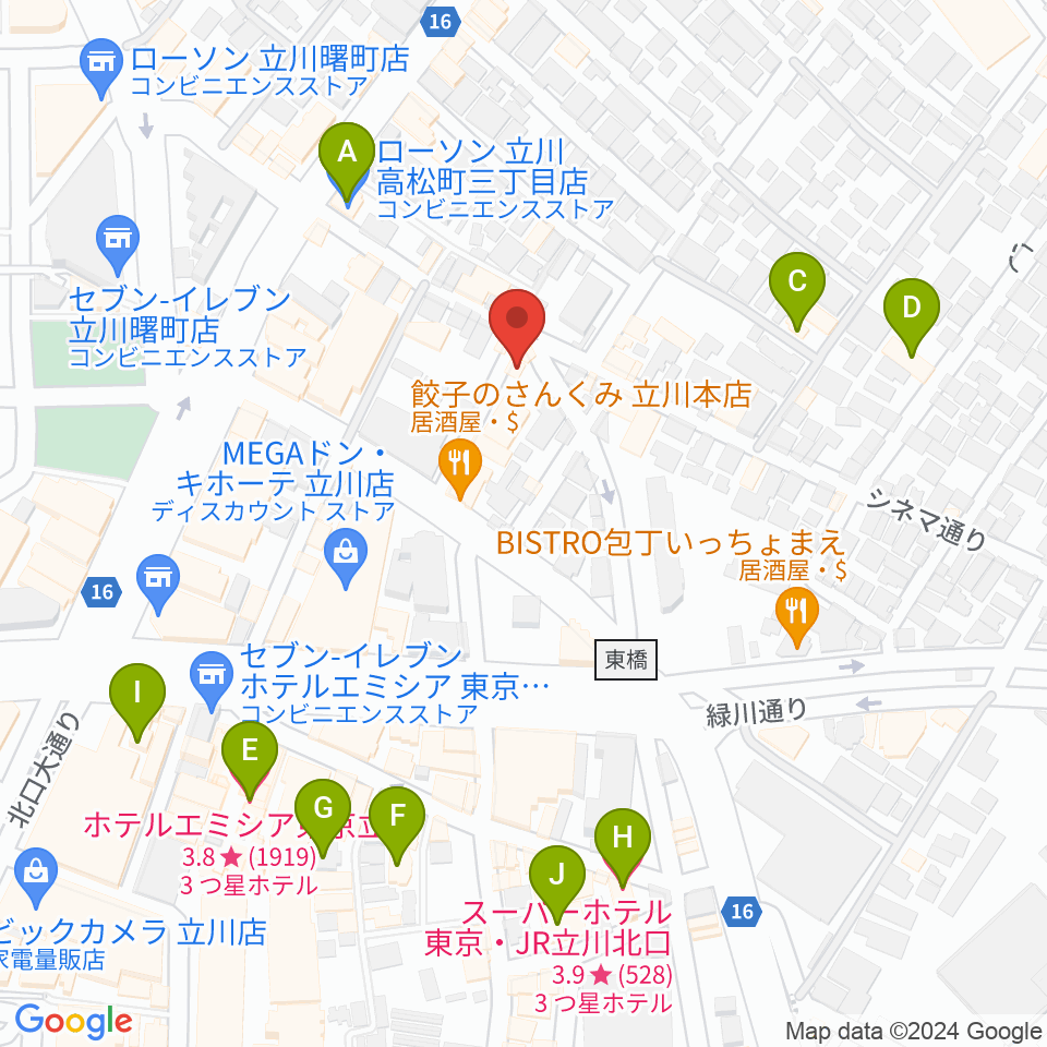 立川バー・ペンタトニック周辺のホテル一覧地図