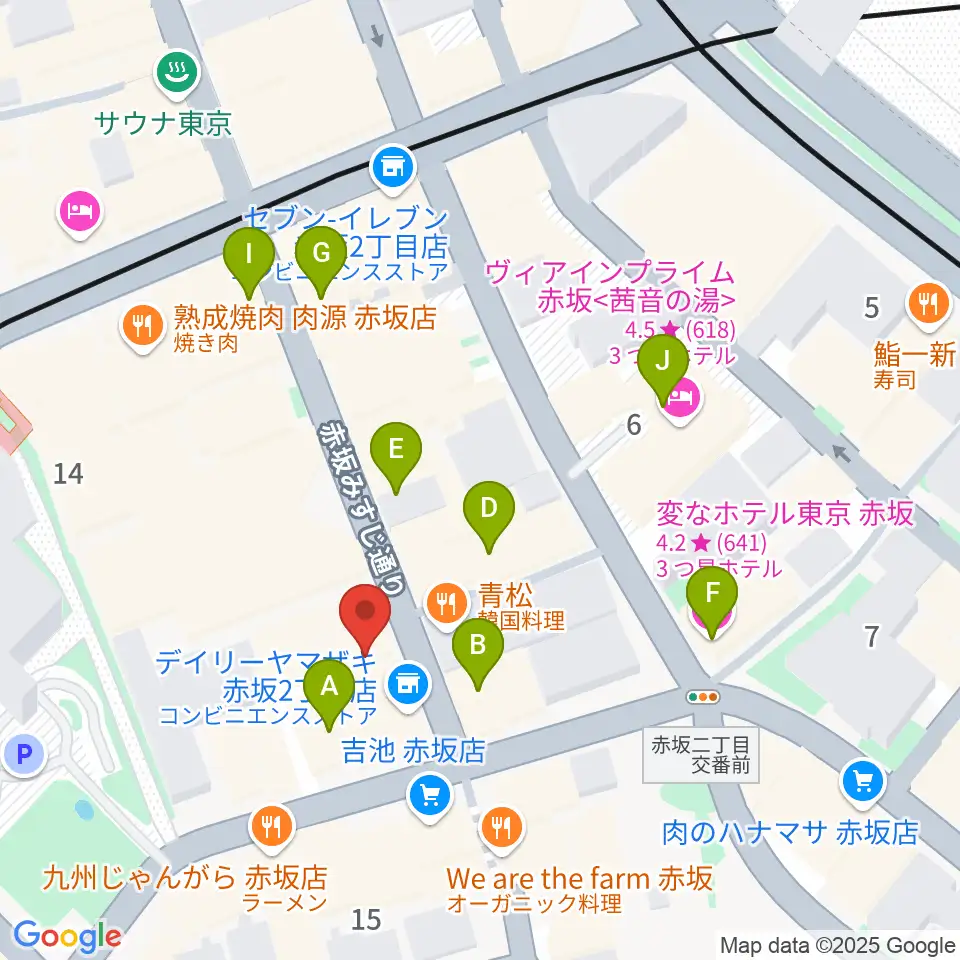 赤坂カーペディアム周辺のホテル一覧地図