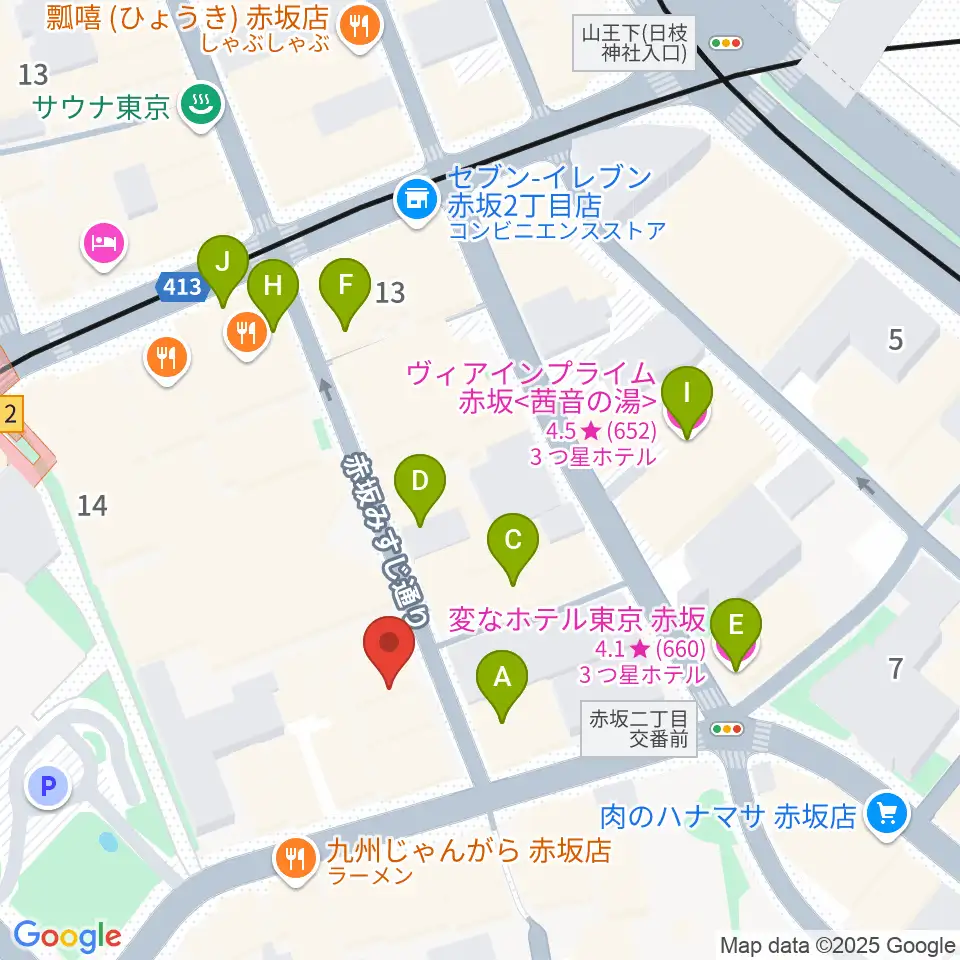 赤坂カーペディアム周辺のホテル一覧地図