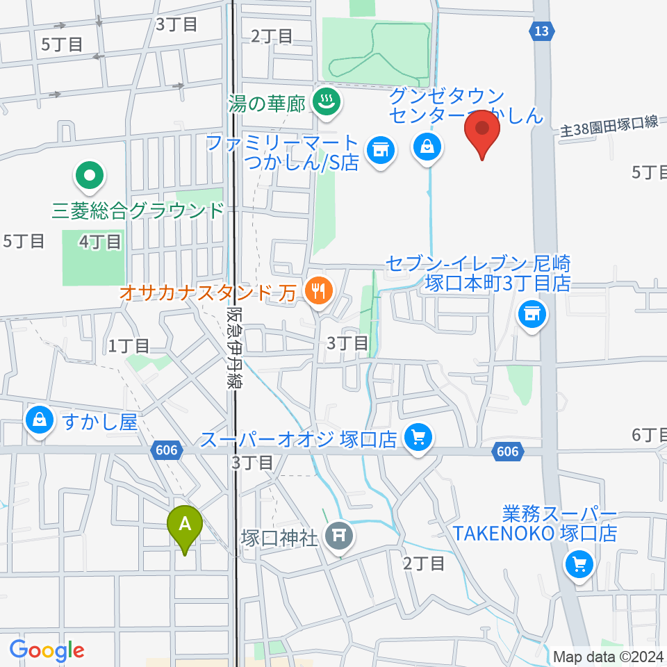 つかしんカルチャーセンター周辺のホテル一覧地図