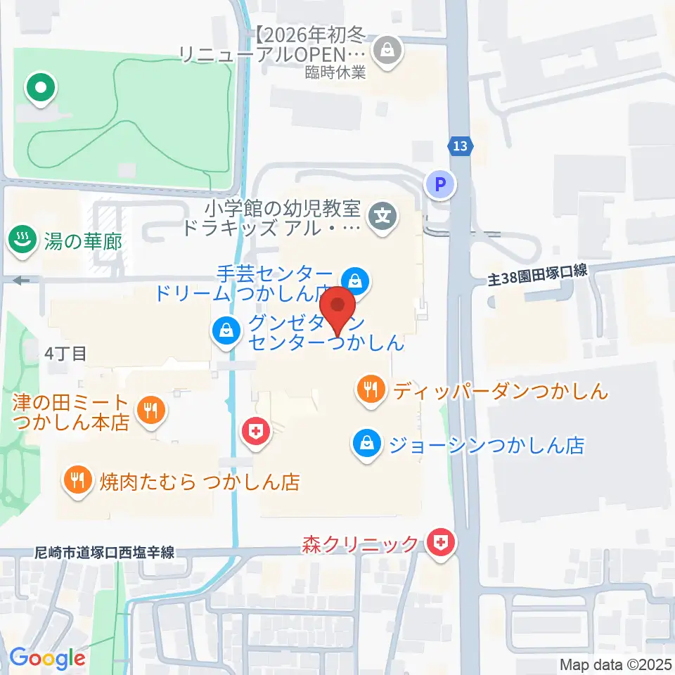 つかしんカルチャーセンター周辺のホテル一覧地図