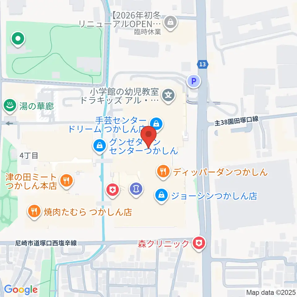 つかしんカルチャーセンター周辺のホテル一覧地図