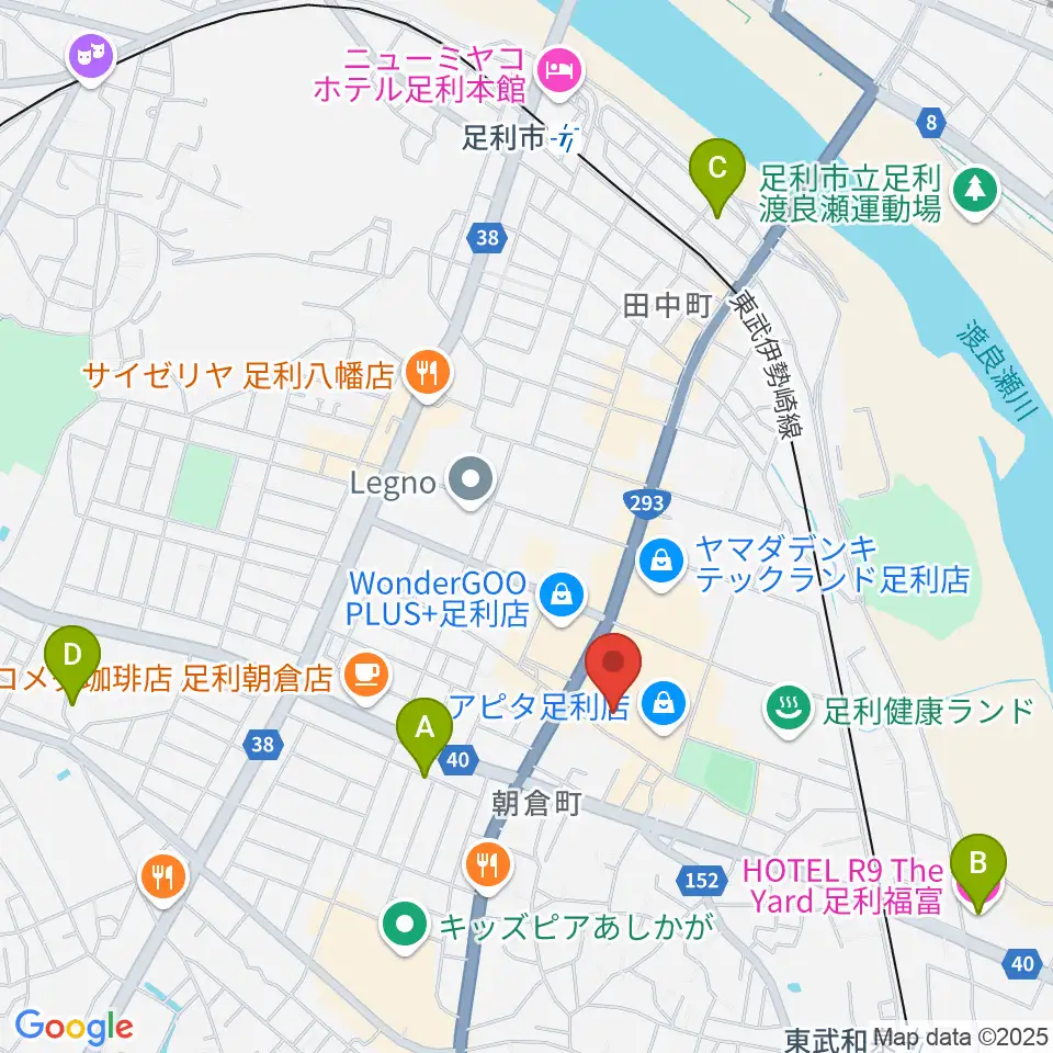 足利カルチャーセンター周辺のホテル一覧地図