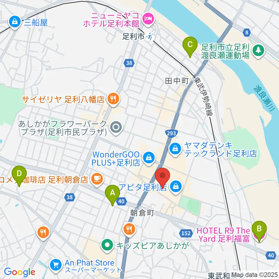 足利カルチャーセンター周辺のホテル一覧地図