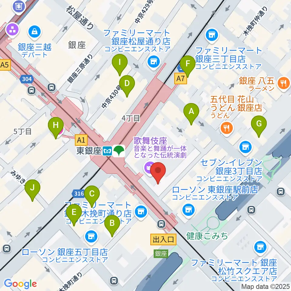 歌舞伎座周辺のホテル一覧地図