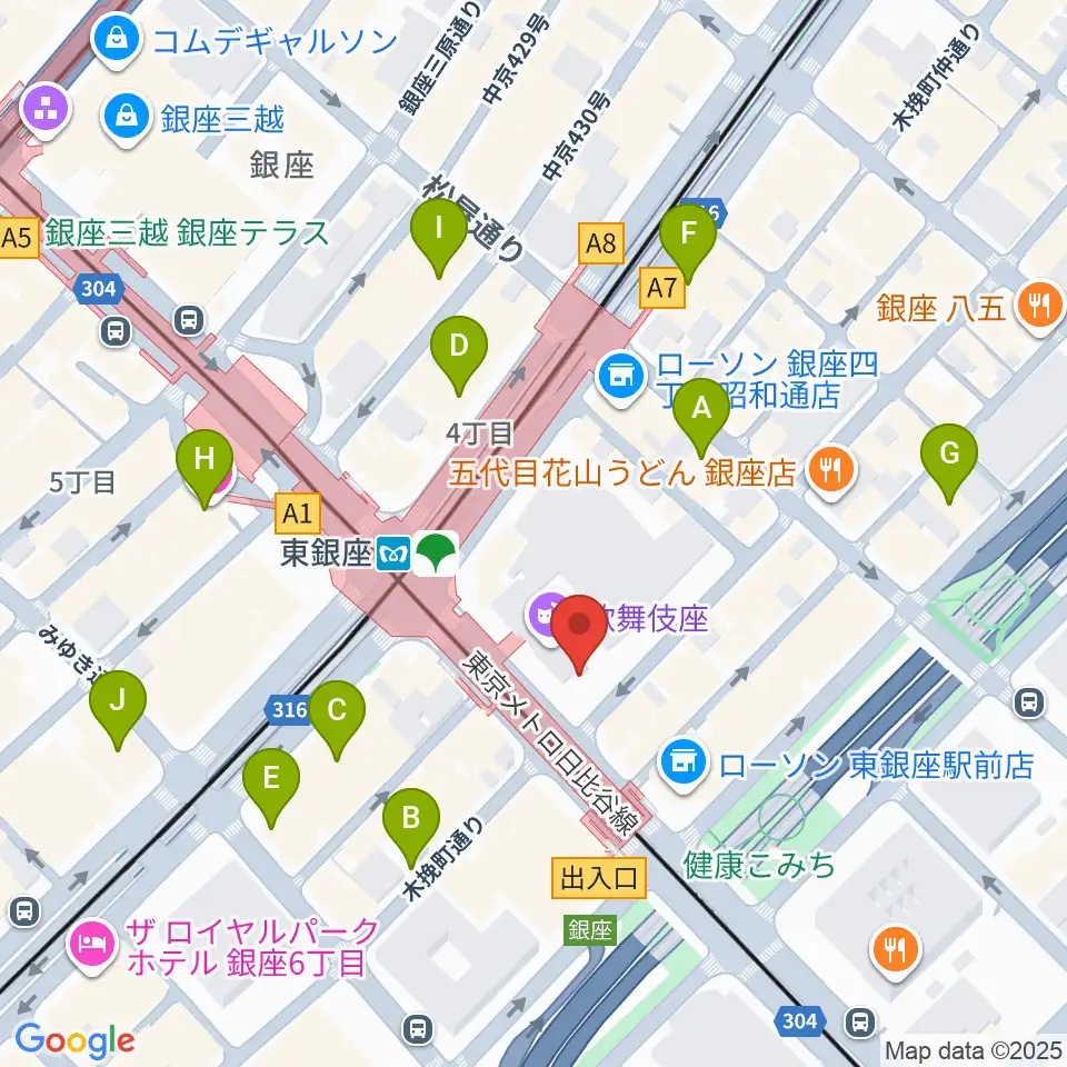 歌舞伎座周辺のホテル一覧地図