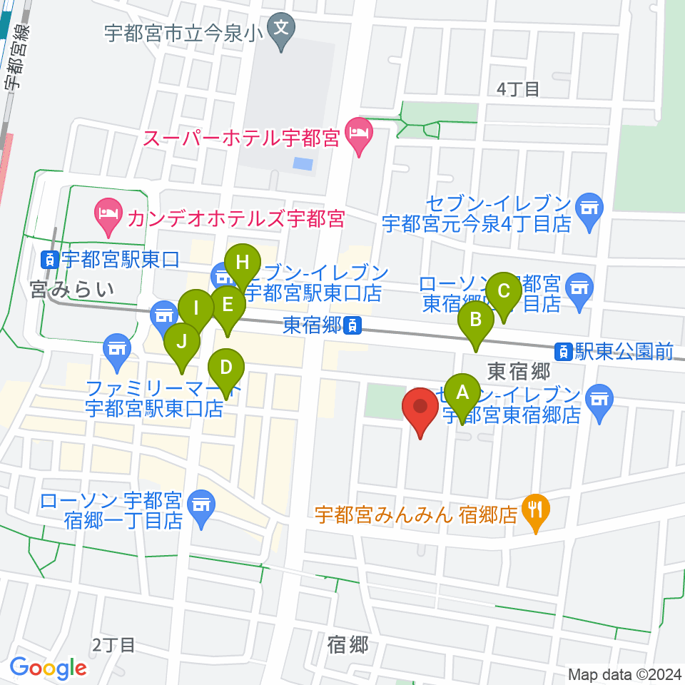 アコースティックスタジオ周辺のホテル一覧地図