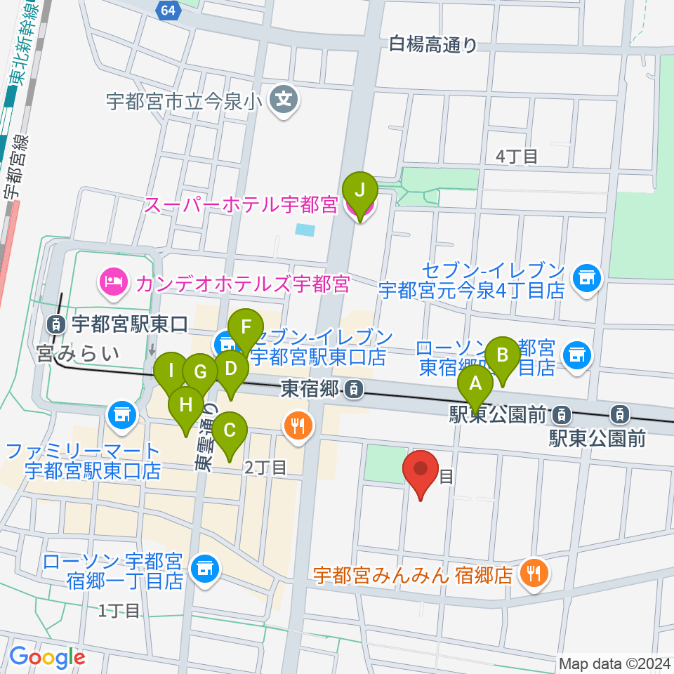 アコースティックスタジオ周辺のホテル一覧地図