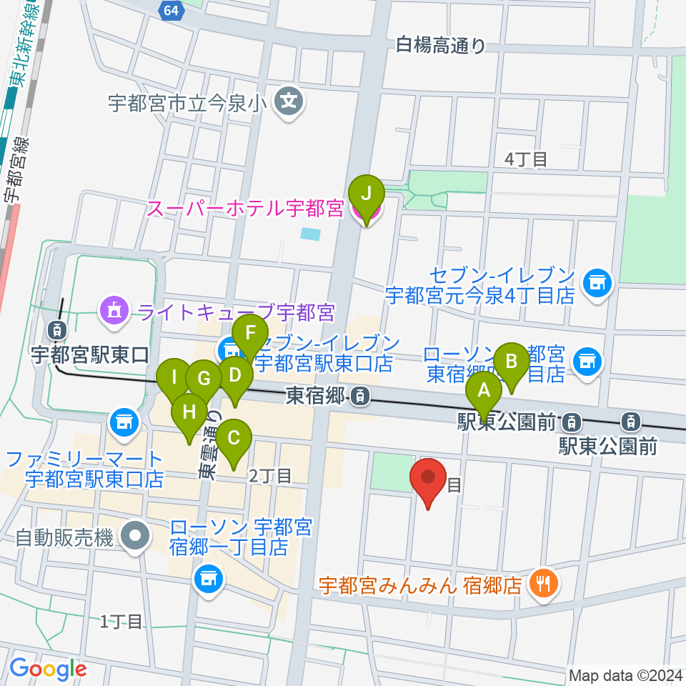 アコースティックスタジオ周辺のホテル一覧地図