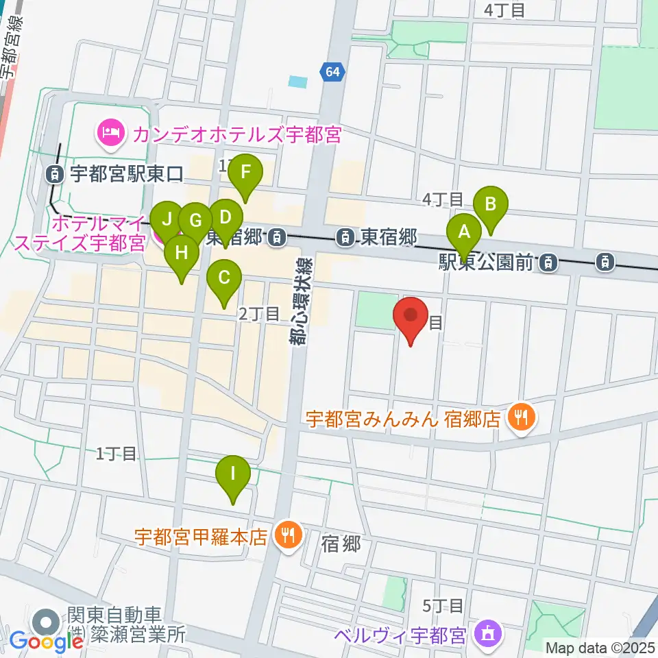 アコースティックスタジオ周辺のホテル一覧地図
