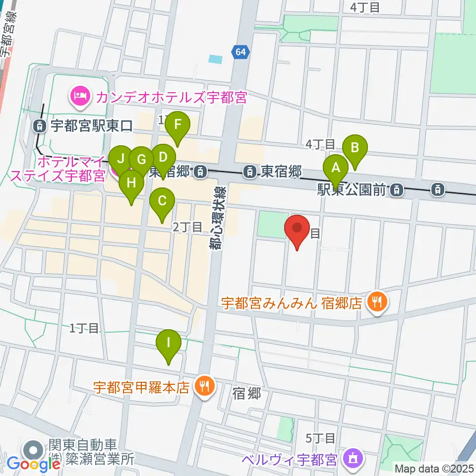 アコースティックスタジオ周辺のホテル一覧地図