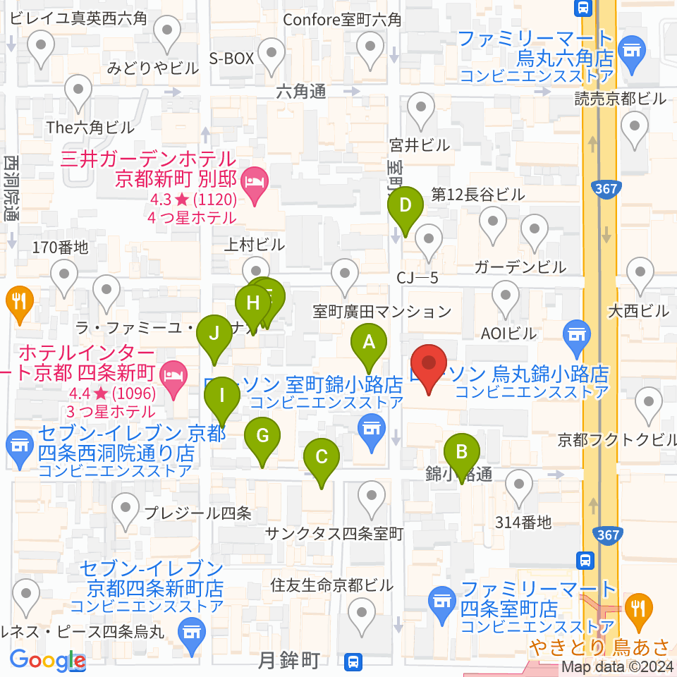 京都芸術センター周辺のホテル一覧地図