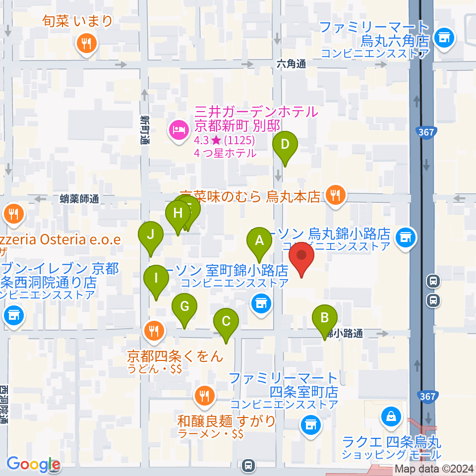 京都芸術センター周辺のホテル一覧地図