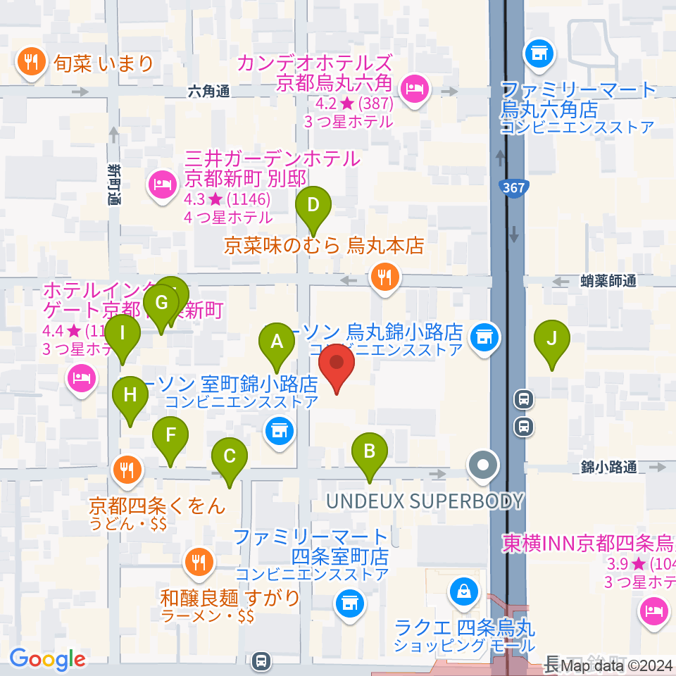 京都芸術センター周辺のホテル一覧地図