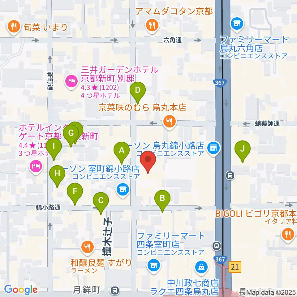 京都芸術センター周辺のホテル一覧地図