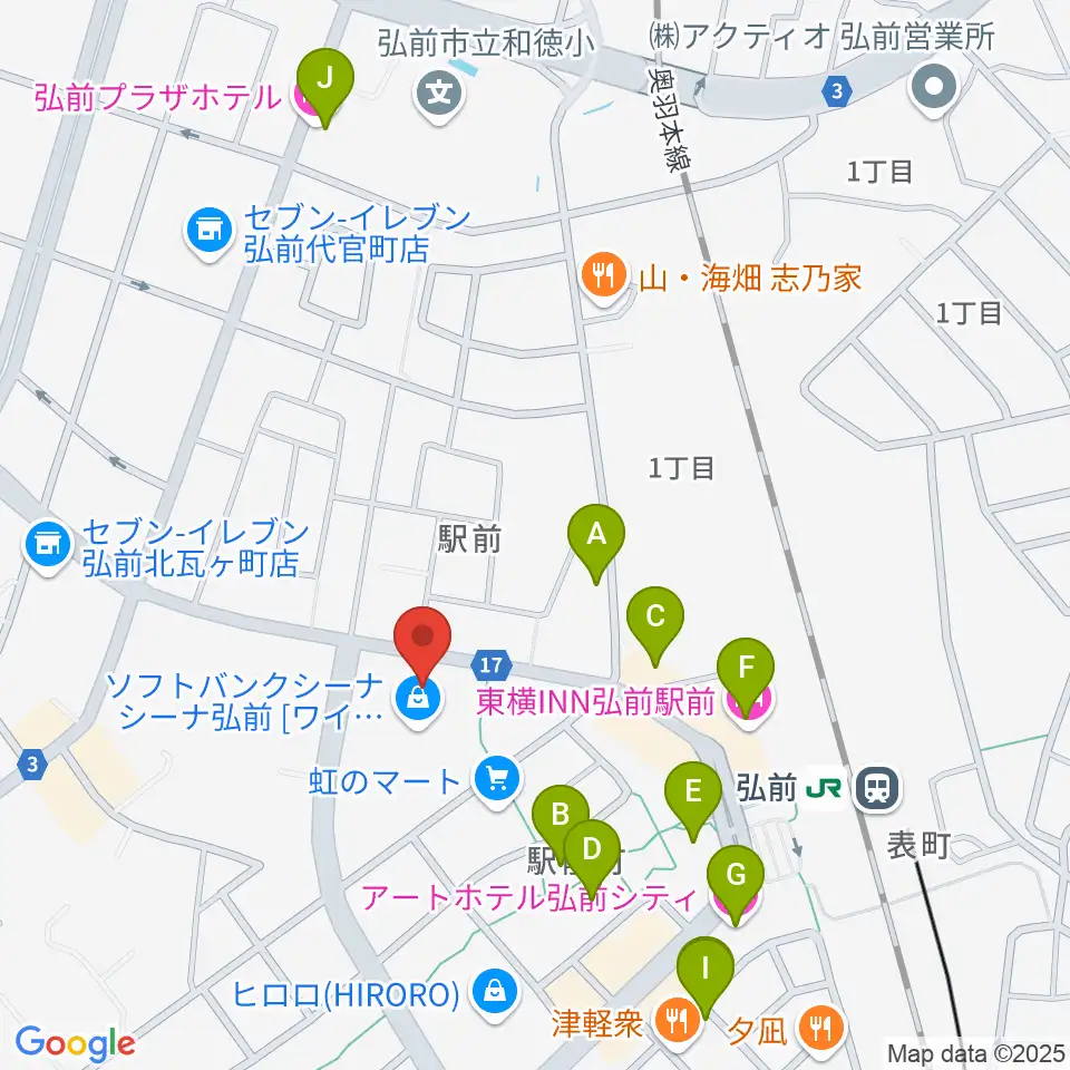ヨークカルチャーセンター弘前周辺のホテル一覧地図