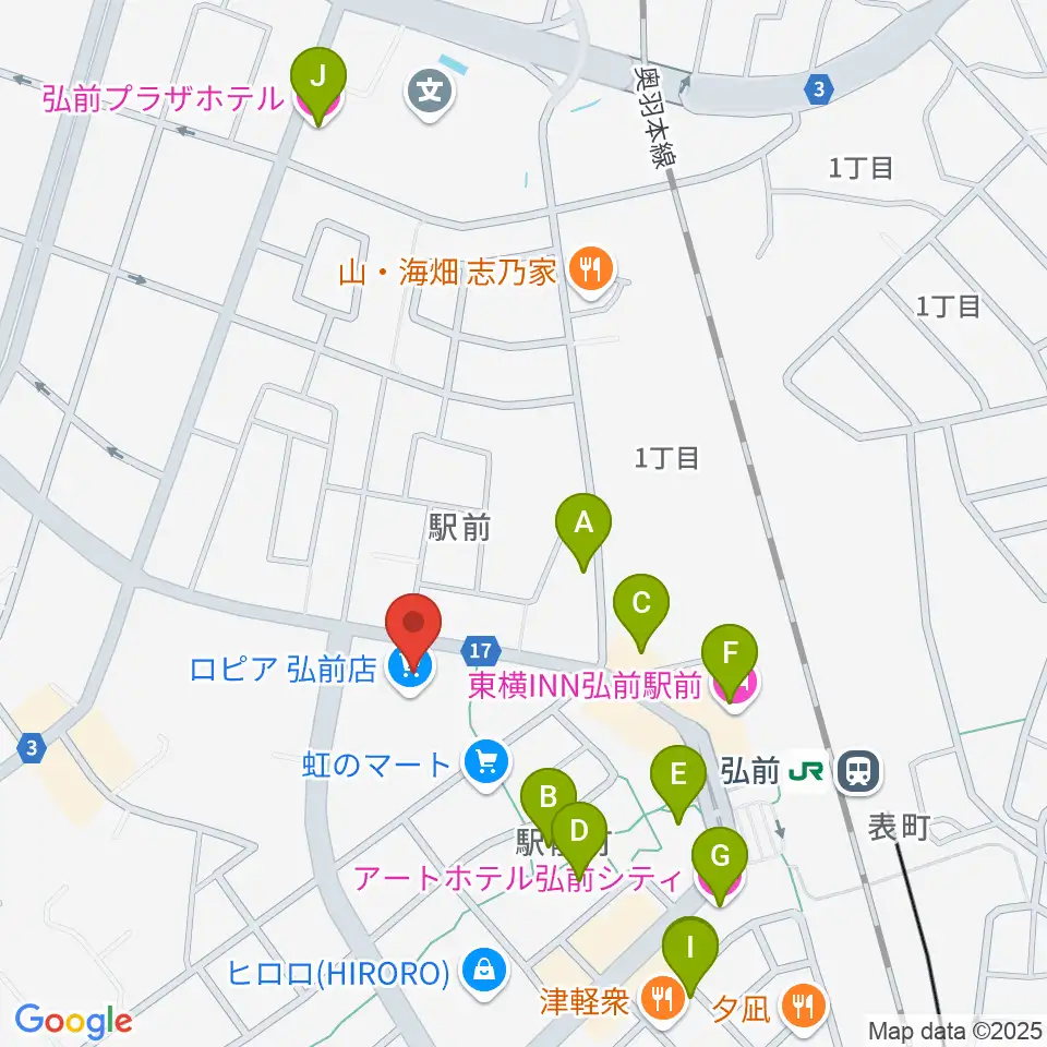 ヨークカルチャーセンター弘前周辺のホテル一覧地図