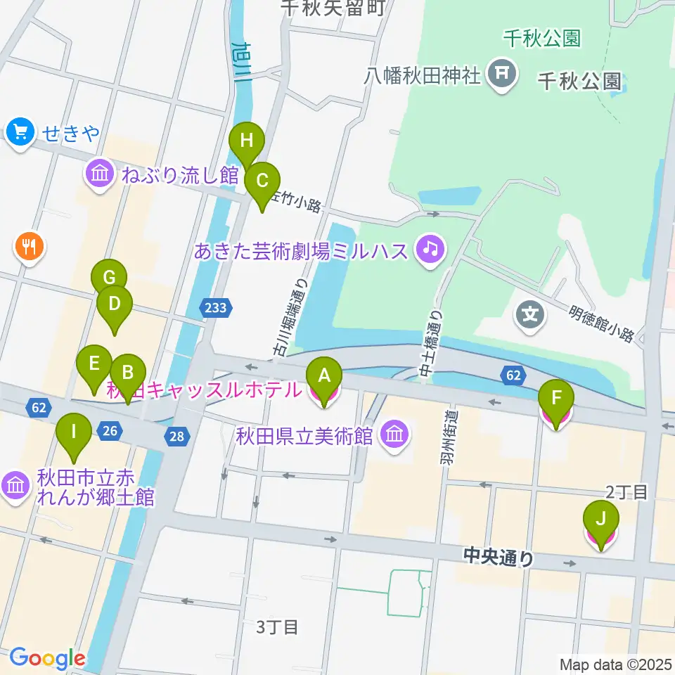 秋田カルチャースクール周辺のホテル一覧地図