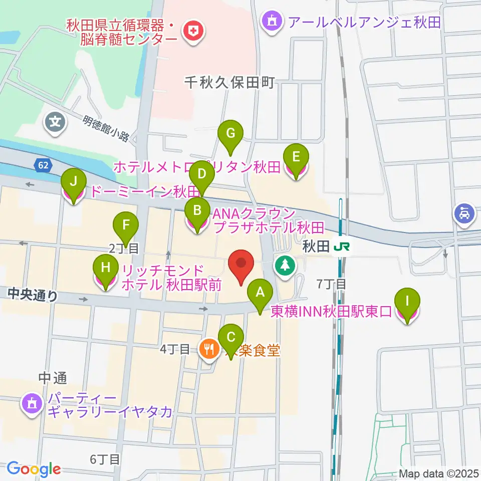 秋田カルチャースクール周辺のホテル一覧地図