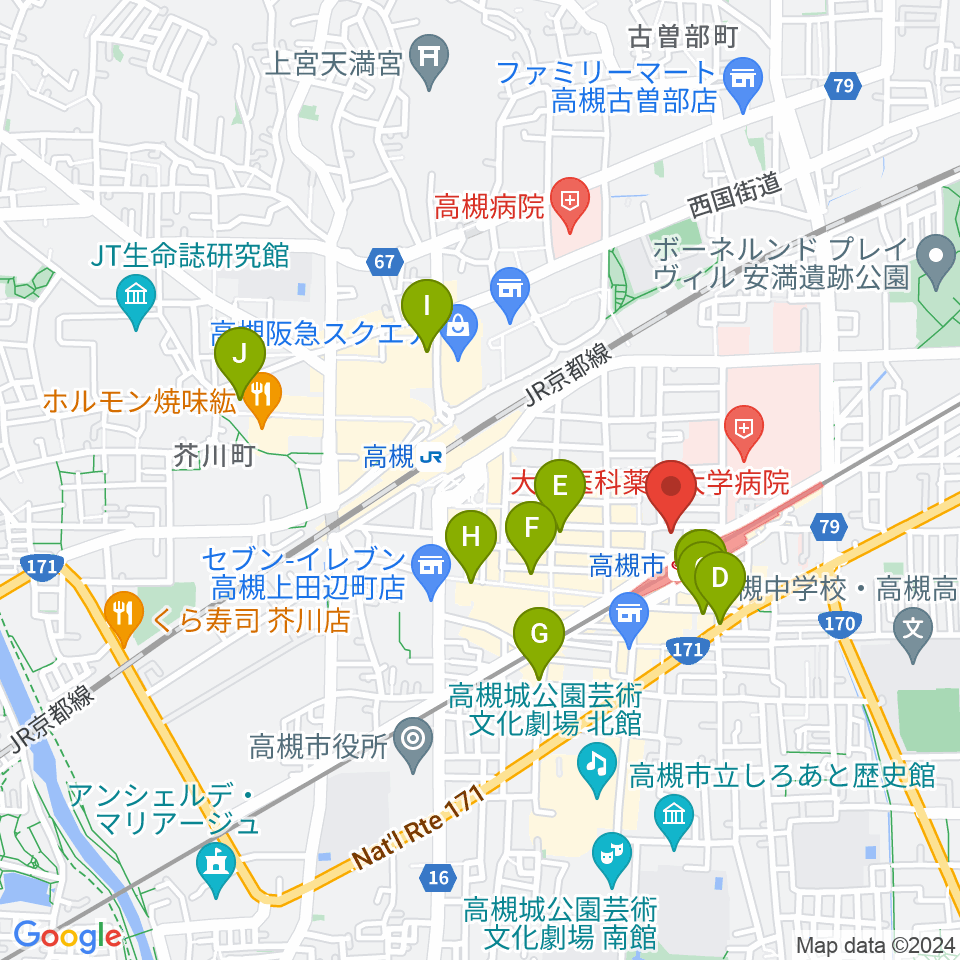 高槻ナッシュビルウエスト周辺のホテル一覧地図