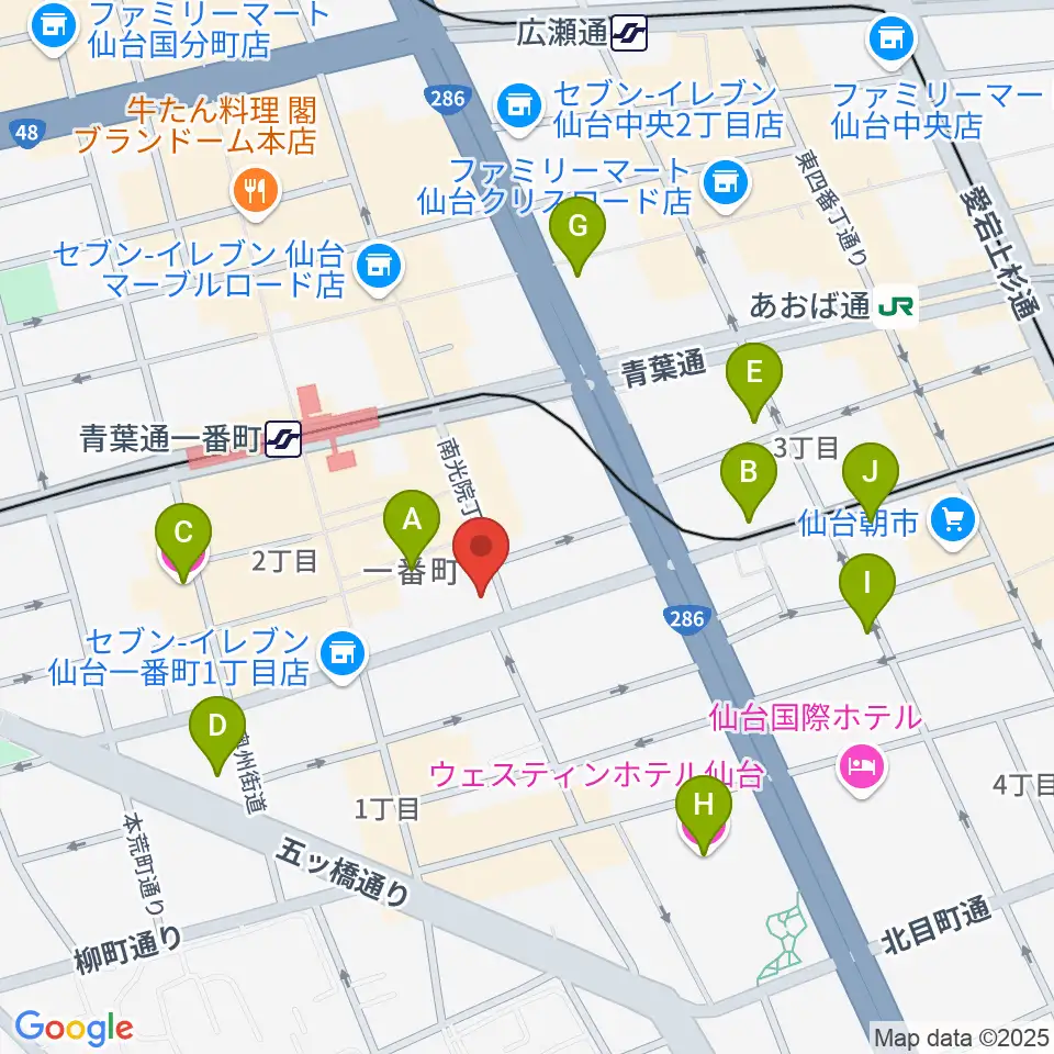 仙台青葉カルチャーセンター周辺のホテル一覧地図