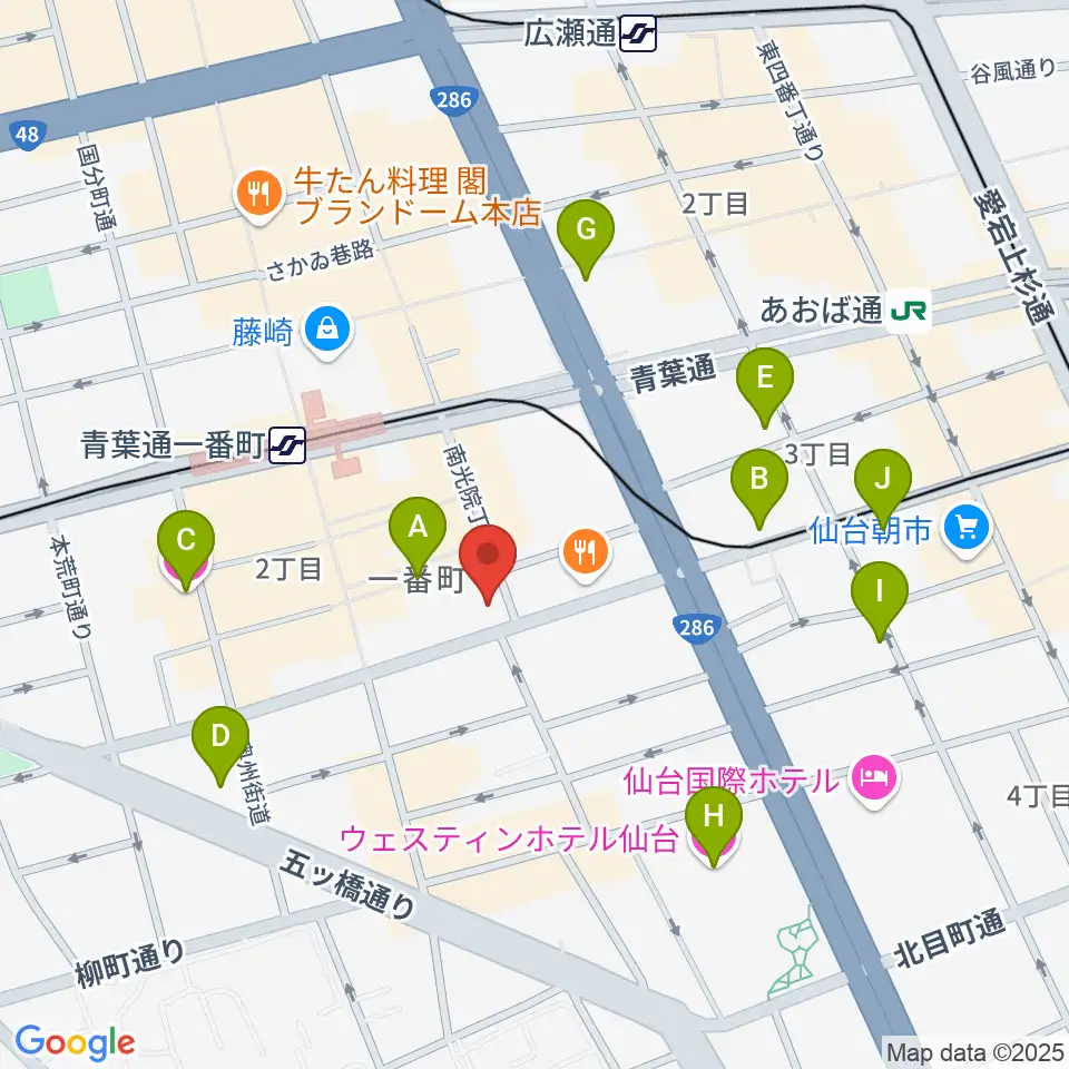 仙台青葉カルチャーセンター周辺のホテル一覧地図
