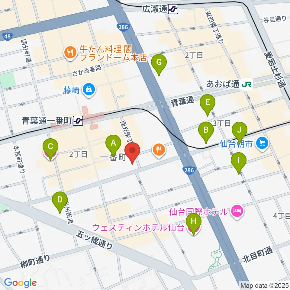 仙台青葉カルチャーセンター周辺のホテル一覧地図