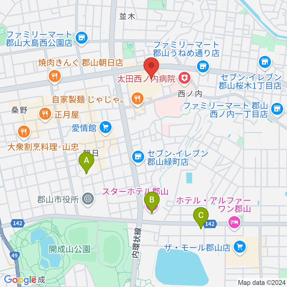 ヨークカルチャーセンター郡山周辺のホテル一覧地図