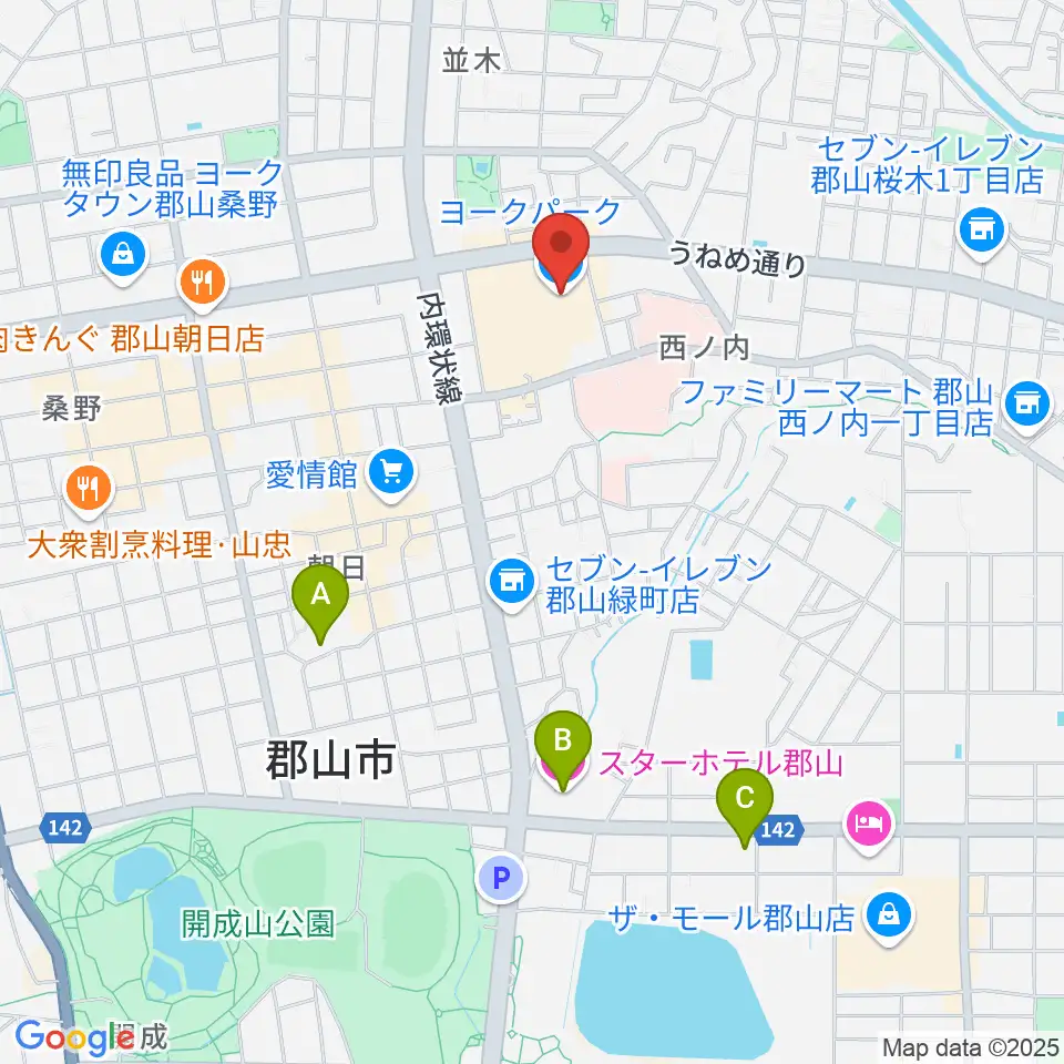 ヨークカルチャーセンター郡山周辺のホテル一覧地図