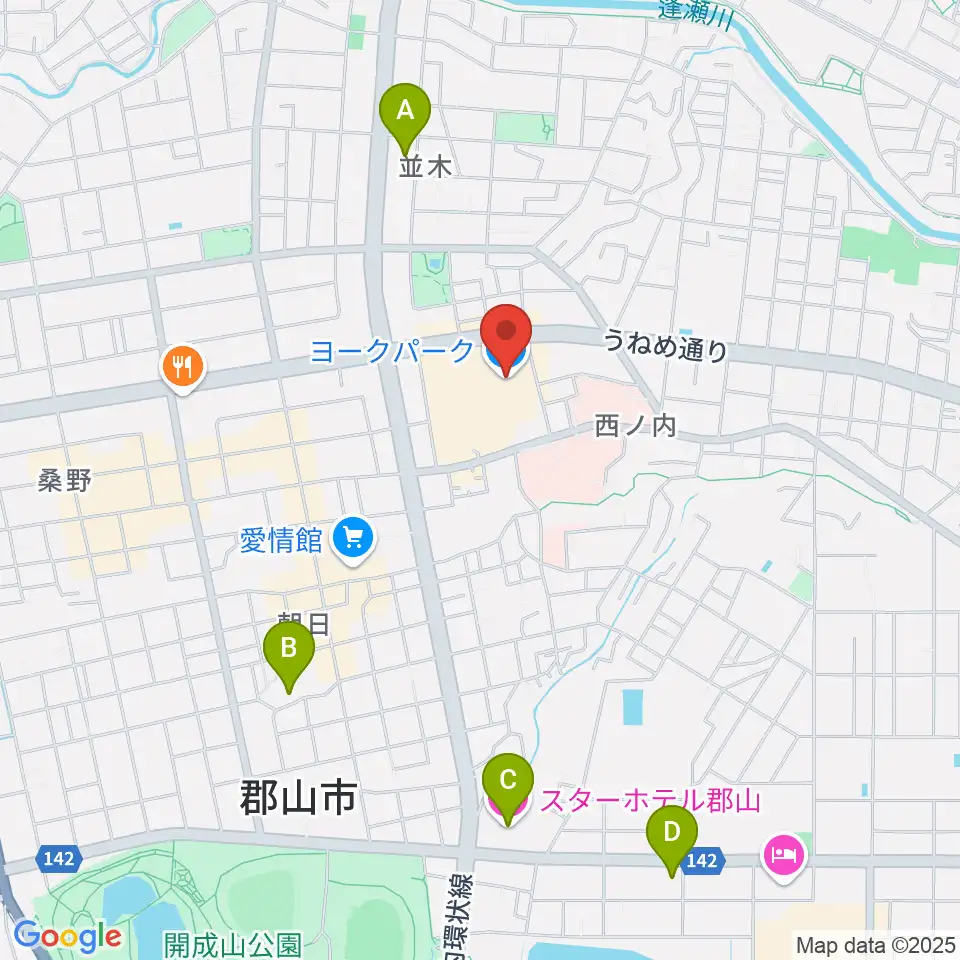 ヨークカルチャーセンター郡山周辺のホテル一覧地図