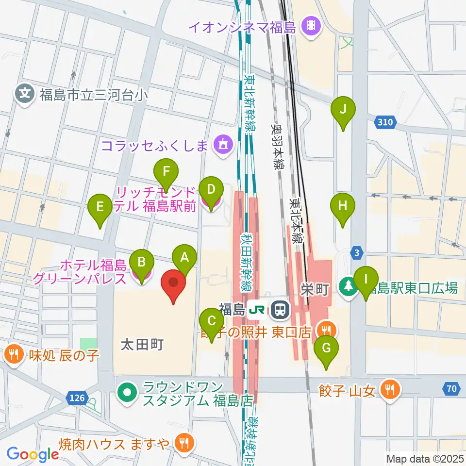 ヨークカルチャーセンター福島周辺のホテル一覧地図