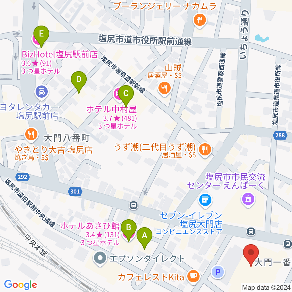 塩尻市民カルチャーセンター周辺のホテル一覧地図