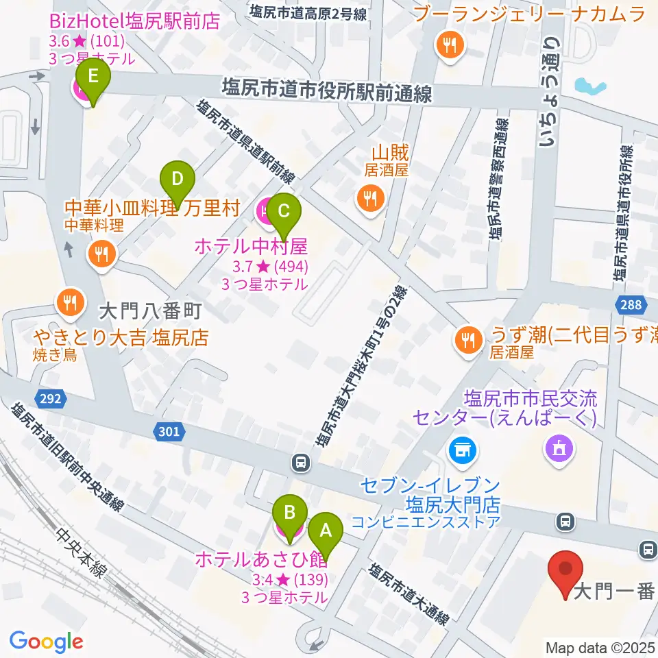 塩尻市民カルチャーセンター周辺のホテル一覧地図