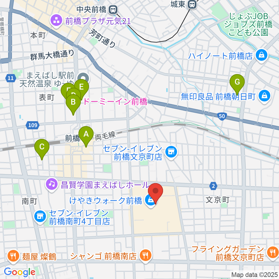 前橋カルチャーセンター周辺のホテル一覧地図