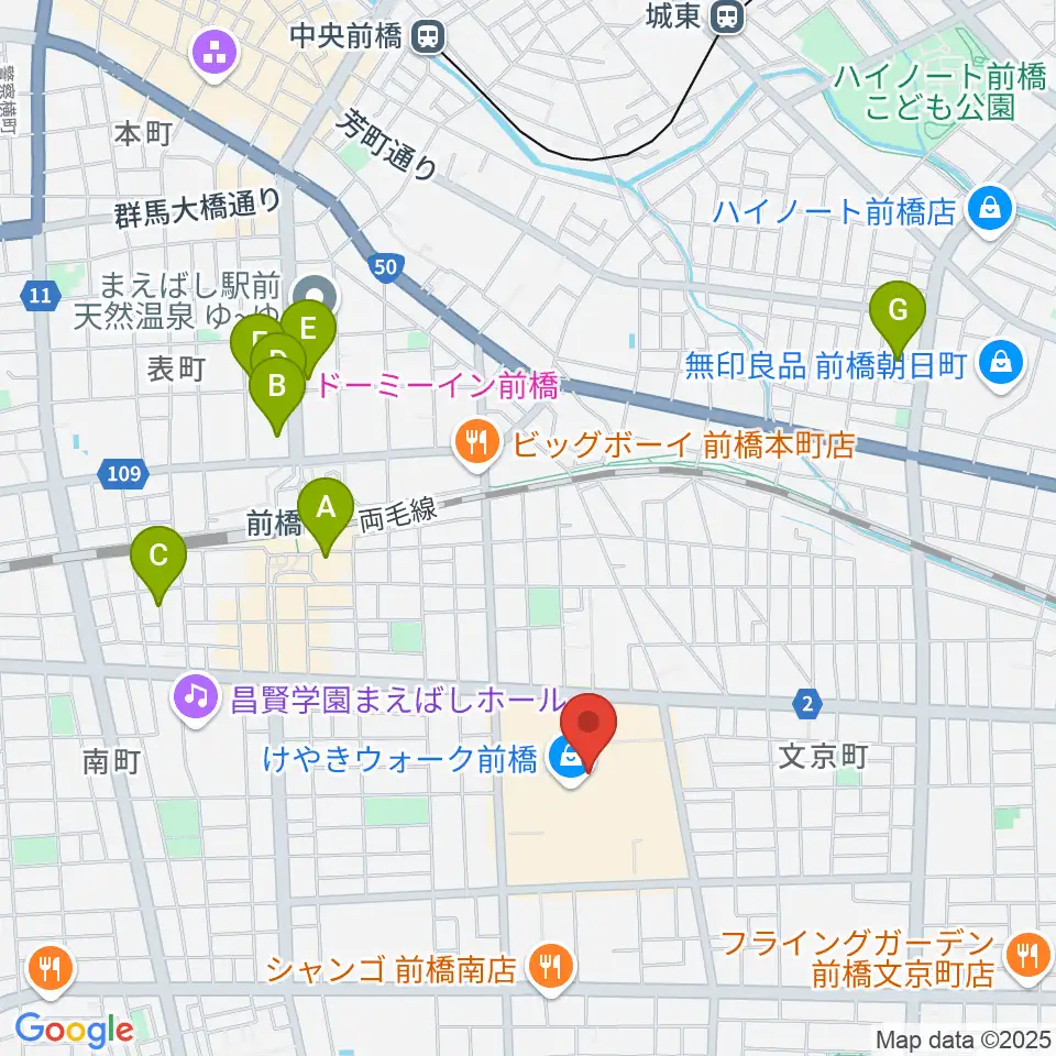 前橋カルチャーセンター周辺のホテル一覧地図