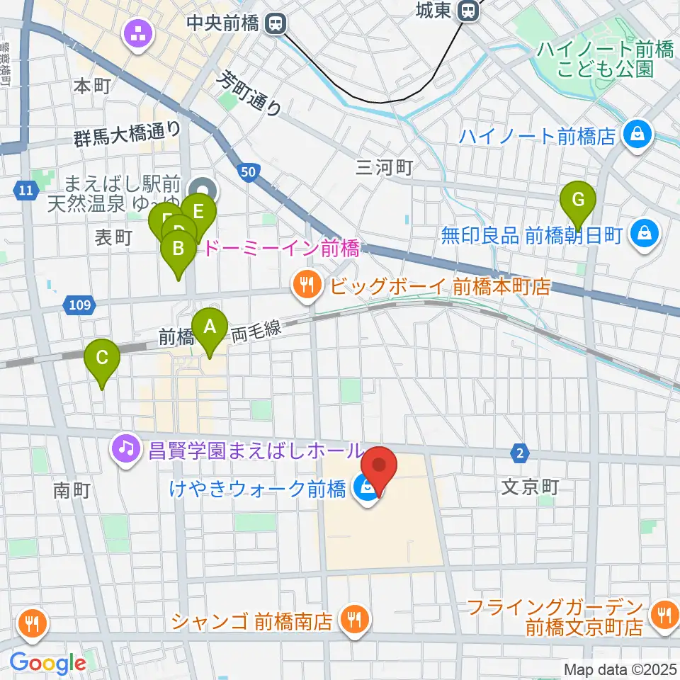 前橋カルチャーセンター周辺のホテル一覧地図