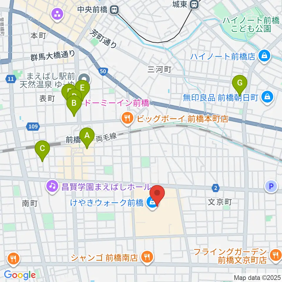 前橋カルチャーセンター周辺のホテル一覧地図