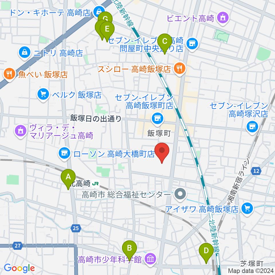 高崎カルチャーセンター周辺のホテル一覧地図