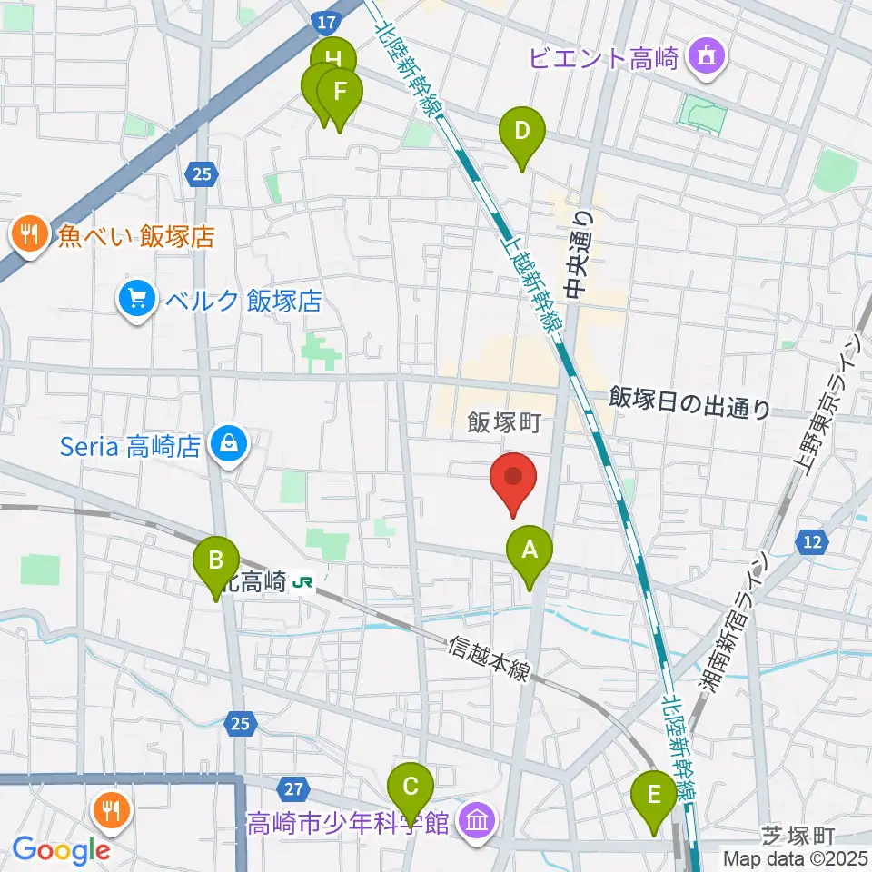 高崎カルチャーセンター周辺のホテル一覧地図